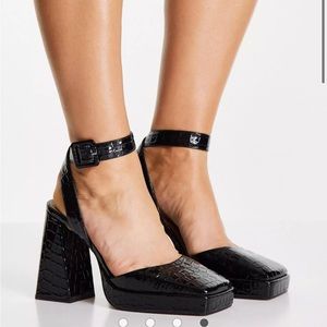Topshop Fara two part platform shoes in black